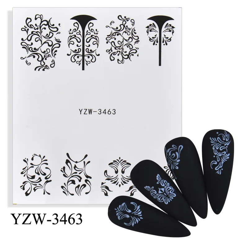 1 pezzo di Nail Art Sticker fai da te Black Rose Butterfly Flower Pattern stile astratto Lady Face Slider Paper Nail Art Decoration