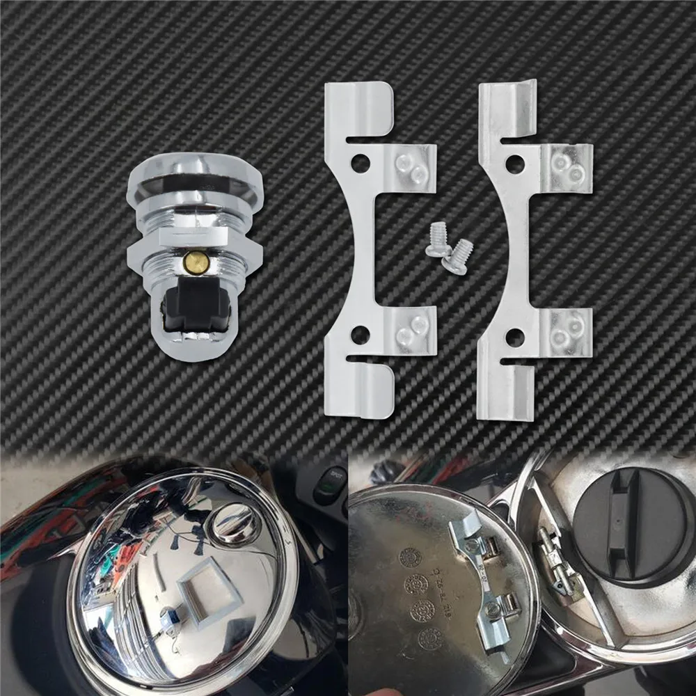 Motorrad Kraftstoff Tür Latch Push Button Gas Öl Kappe Tank Schwarz/Chrom Für Harley Touring Road Electra Glide 92-25 Street Glide