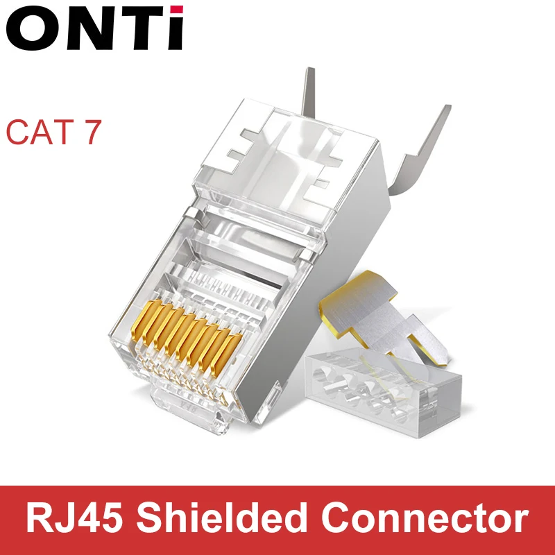 

Сетевой Кабельный соединитель ONTi RJ45, 10/50/100 шт., Cat6a Cat7 RJ45, экранированные сетевые обжимные соединители FTP 8P8C