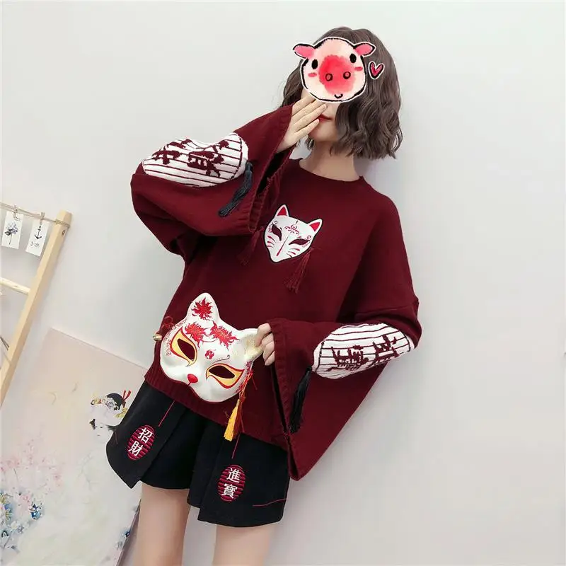 2022 Winter High Street Women Pullover Embroidered Sweater Trend Round neck Knit Short Slim Sexy Outwear Christmas Clothes