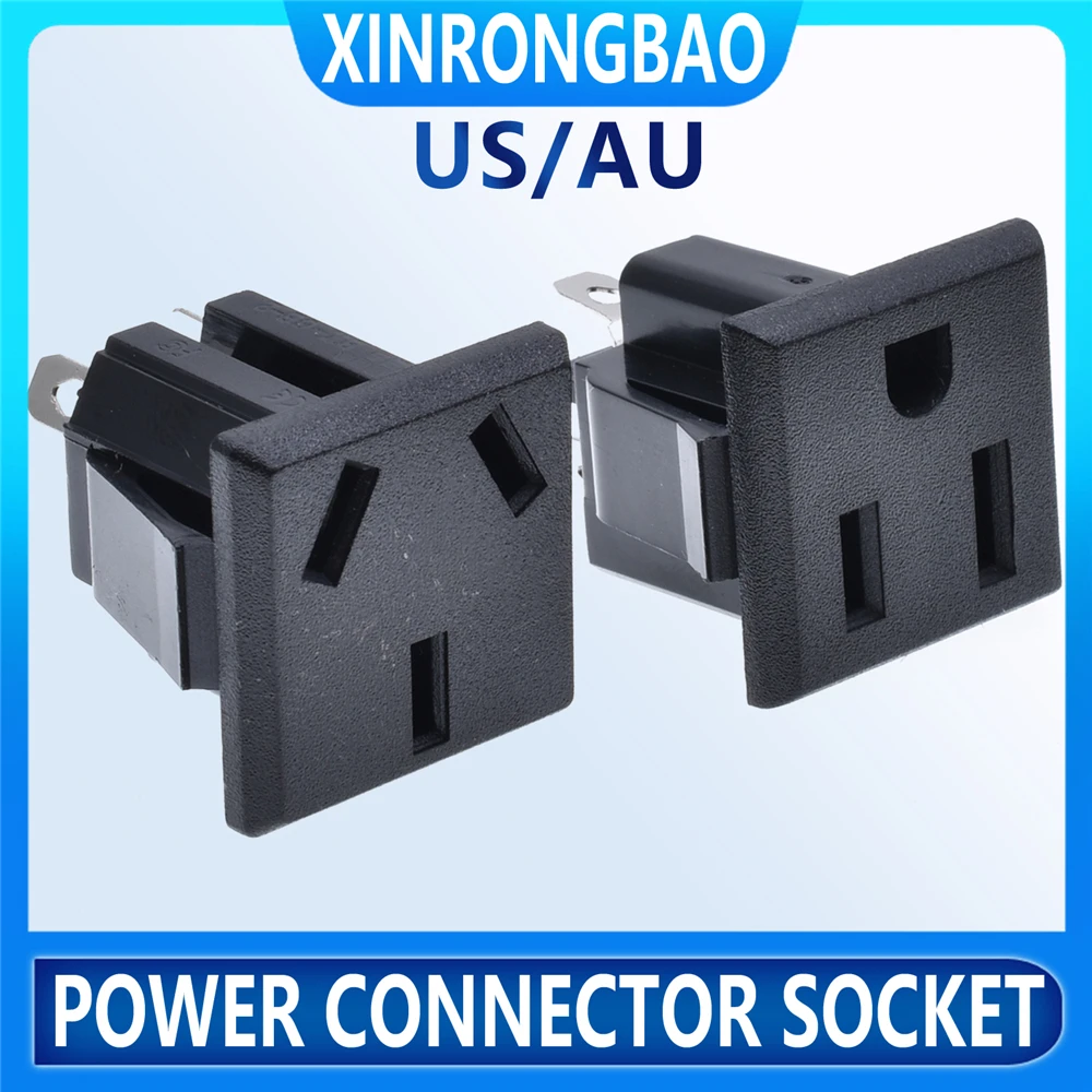 

5pcs American Outlet Socket 3Pin 15A 125V AC Power Socket jack connector Power Plug Australian socket 3 pin black 10A 250V US/AU