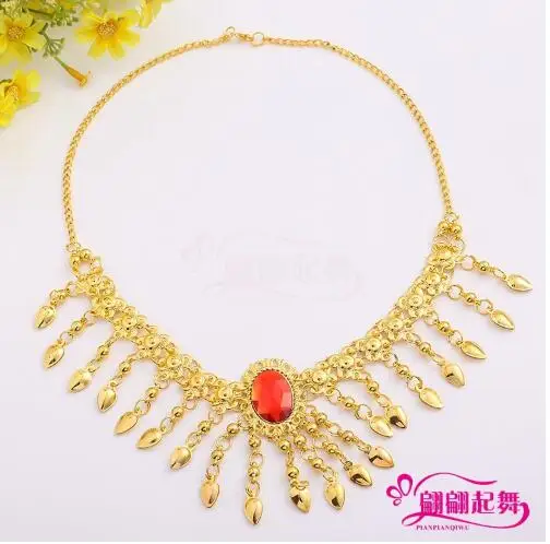 Indiase Buikdans Mode-sieraden Bridal Wedding Clip Op Neus Ring Ketting Golden 3 Stks/set