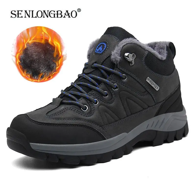 Brand Winter Men\'s Boots Warm Men\'s Snow Boots High Quality Leather Waterproof Men Sneakers Outdoor Men Hiking Boots Work Shoes