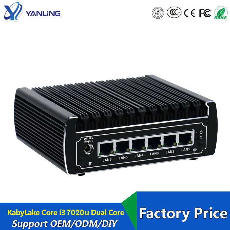 

6 Ethernet LAN fanless pfsense Mini PC Intel kabylake core i3 8130u DDR4 ram AES-NI linux server firewall computer for window 10