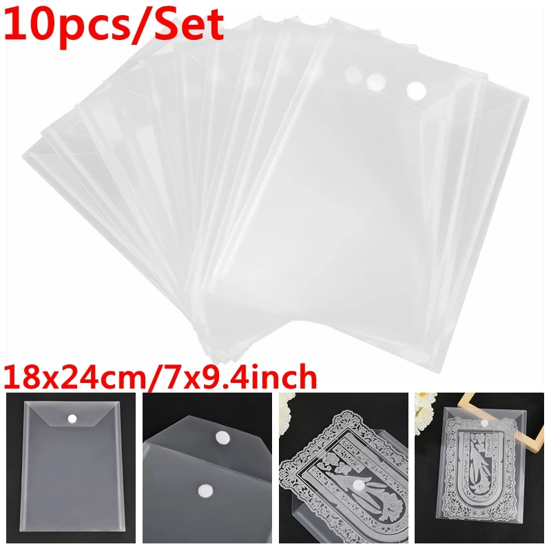 

10Pcs/Set Larger New Modified 7x9.4inch PVC Plastiv Sheet Transparent Large Stamp&Die Storage Pockets For Dies Stamps Collection