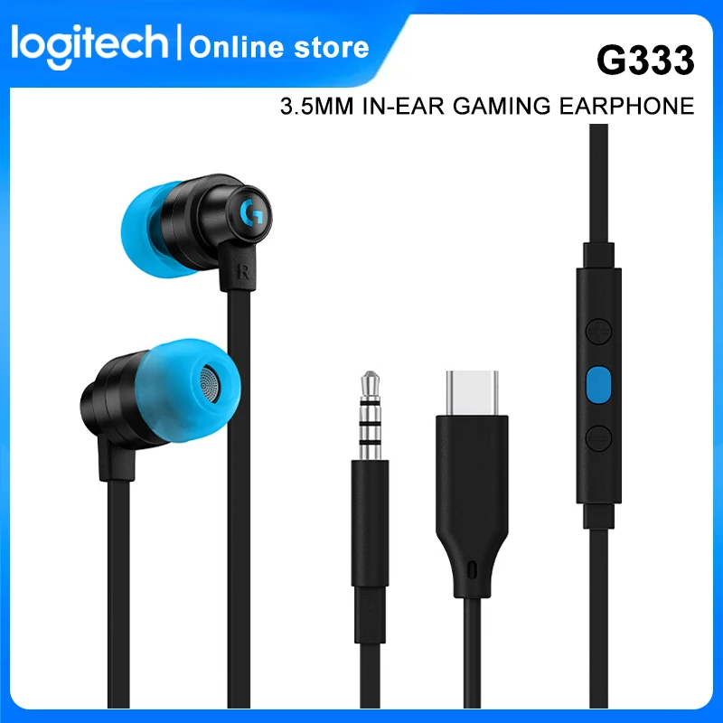 

Logitech G333 3.5mm In-Ear Gaming Headphones With Type-C Adapter with Microphone for Laptop PC Gaming For Smartphones earphone