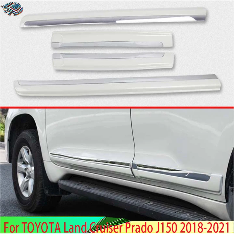 For TOYOTA Land Cruiser Prado J150 2010-2021 Decorate Accessories ABS Chrome Pearl white Side Door Line Garnish Body Trim