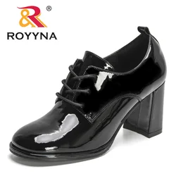 ROYYNA 2022 nuovi designer scarpe stringate di alta qualità per donna décolleté in vera pelle scarpe da donna con tacco scarpe da sposa