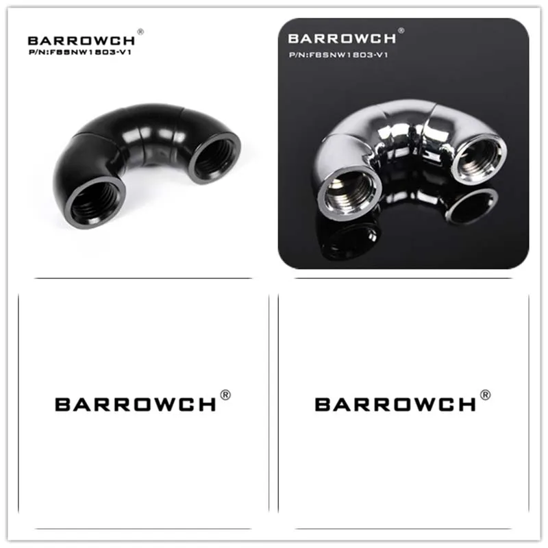 Barrowch FBSNW1803-V1 Rotary Fittings,180 degree Snake 3Way Rotary Adapter (Female to Female),water cooler heatsink gadget