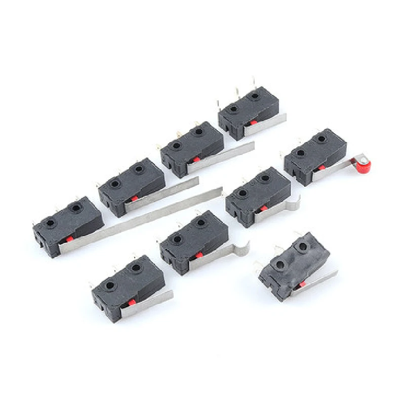 Micro interruptor KW12, palanca con rodillo de bisagra, terminales PCB, Micro límite, interruptor Normal de cierre/abierto, botón de Límite de carrera, 10 Uds.