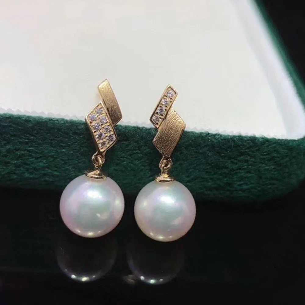 

MADALENA SARARA 7-7.5mm Akoya Saltwater Pearl Earrings 18K Gold Natural White Pearl Women Diamond Earrings Au750 Good Quality