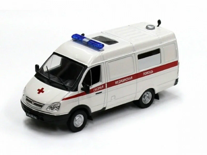 NEW DeAGOSTINI Scale model 1/43 GAZ 32214 Gazel Ambulance Bus USSR Car diecast car for collection gift