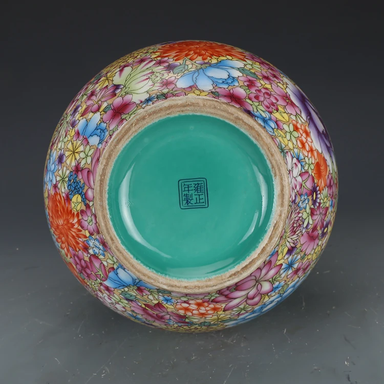 Imagem -05 - Yongzheng na Dinastia Qing Esmalte Flor Flores Grandes Vasos Antigo Vaso Celestial