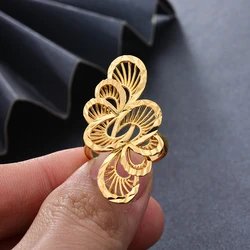 Rings Ethiopia 24k Long Dubai Gold Color Rings For Women African Party Wedding Rings Free Shipping Items To Nigeria Gift