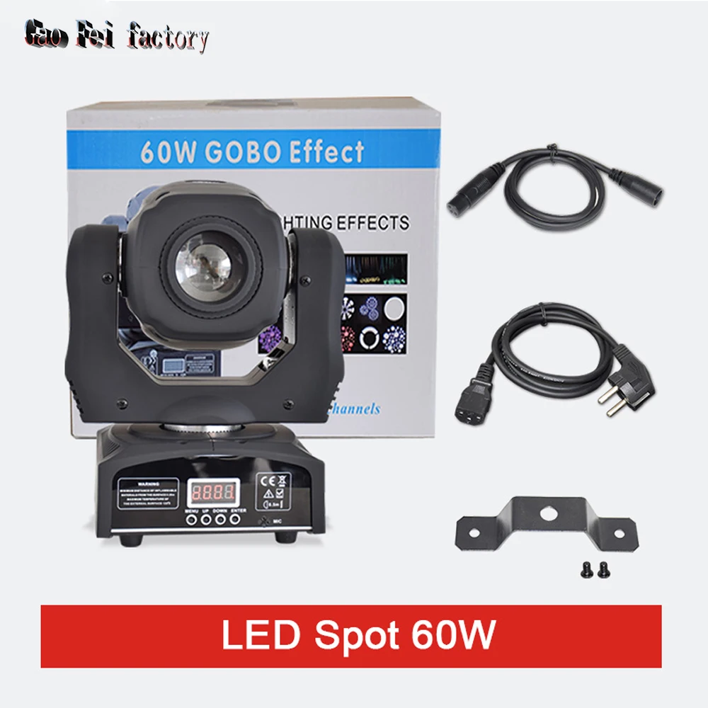 60W Mini Led Spot Moving Head Licht Lier Gobo Projector Mobiele Verlichting Super Heldere Roterende Disco Lamp Voor DJ Party Halloween