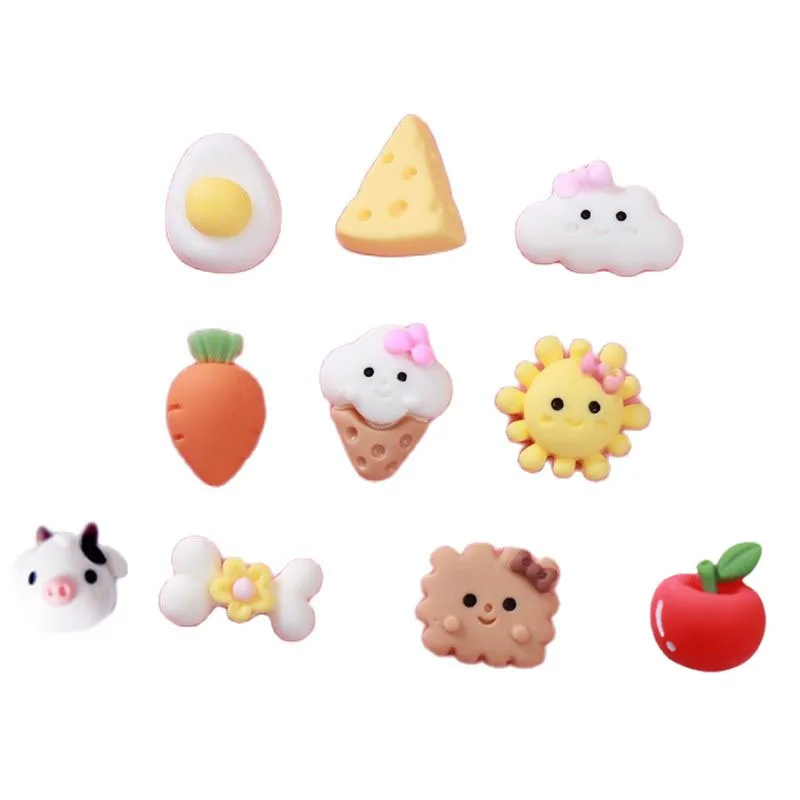 

50Pcs/Lot Cute Shaped Nail Art Resin Charms Cloud Ice Cream Cow Apple Multi-Design 3D Sticker Ornament For Acrylic Nail Charms