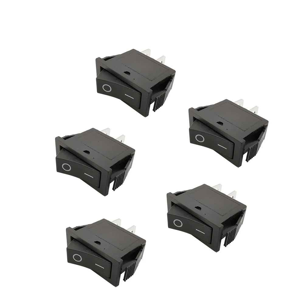 10/5Pcs KCD-101 Black Rocker Switch 15x21mm 2Pin Reset Switch 6A 250V 10A 125V AC Power Boat Rocker Switch