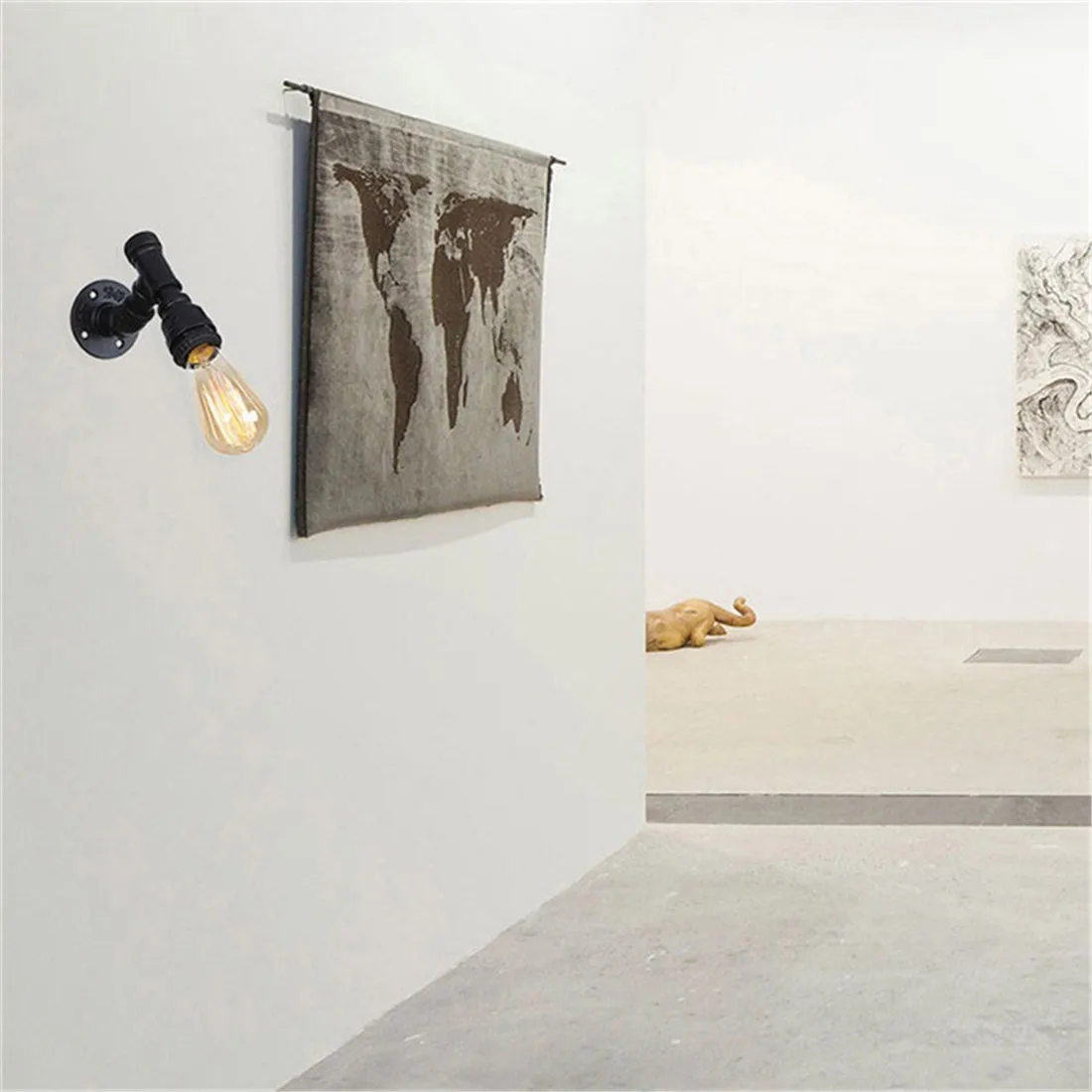 블랙 벽 스콘스 빈티지 벽 조명 기구, 수도관 벽 램프, O 스위치, 스팀펑크 램프, 복도 지하실, E27