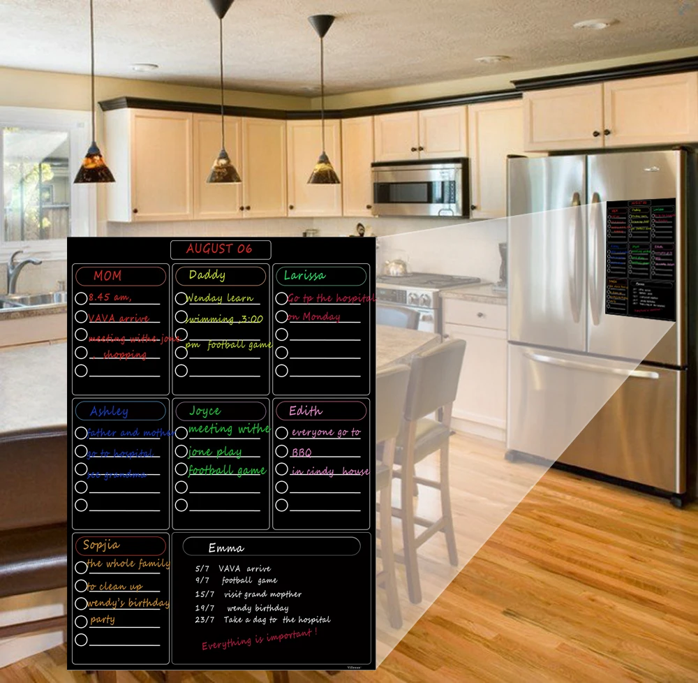 磁気毎週プランナーホワイトボード冷蔵庫オフィスウェットワイプ冷蔵庫ホワイトボードカレンダー家族の食事プランナーメモボード