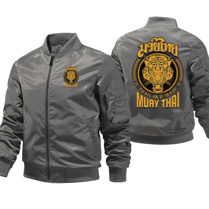 Muay Thai Tiger Bomber Jacket mężczyźni grube zimowe płaszcze drukowane ciepłe powietrze Pilot wiatrówka kurtki z suwakiem Hombre Dropshipping