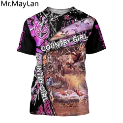 New Animal Deer Hunter Hunting Camo T Shirt 3D Printed Tshirt Women/Men Harajuku Streetwear Tee Shirt Country Girl Pink Clothes