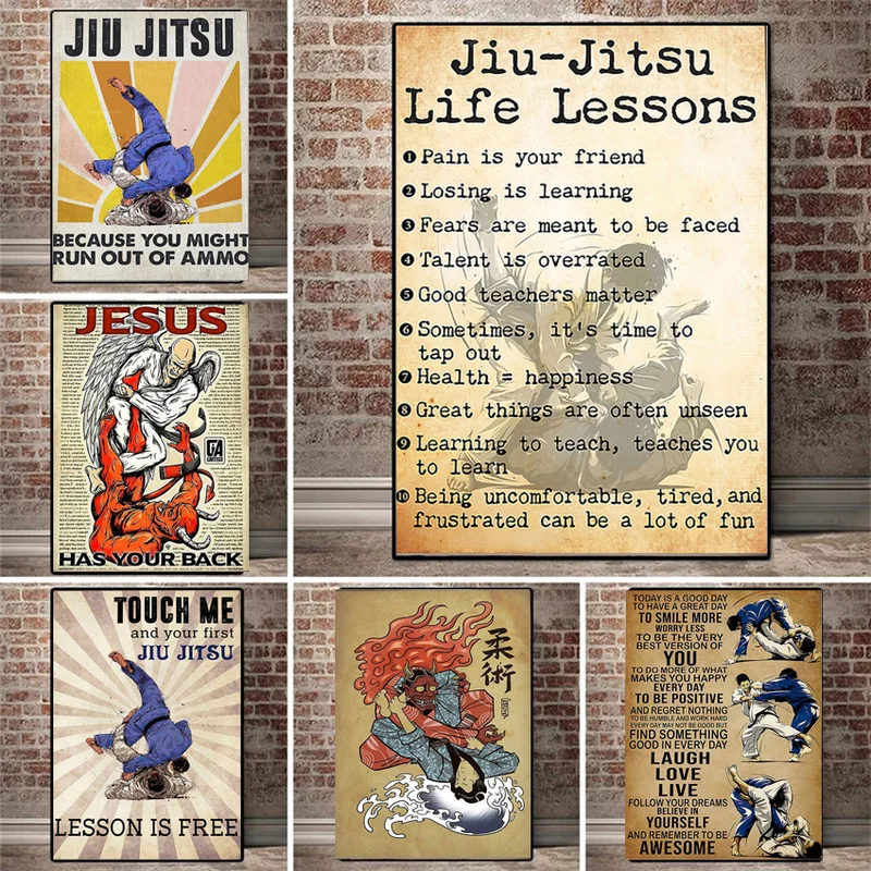 Fighting Jiu-Jitsu Techniques Poster Canvas Painting Posters and Prints Wall Art Pictures for Living Room Home Decor No Frame