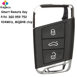 KEYECU Smart Remote Car Key con 3 pulsanti 434MHz per Volkswagen Magotan Superb A7 Passat B8 2015 2016 2017 2018 Fob 3G0 959 752