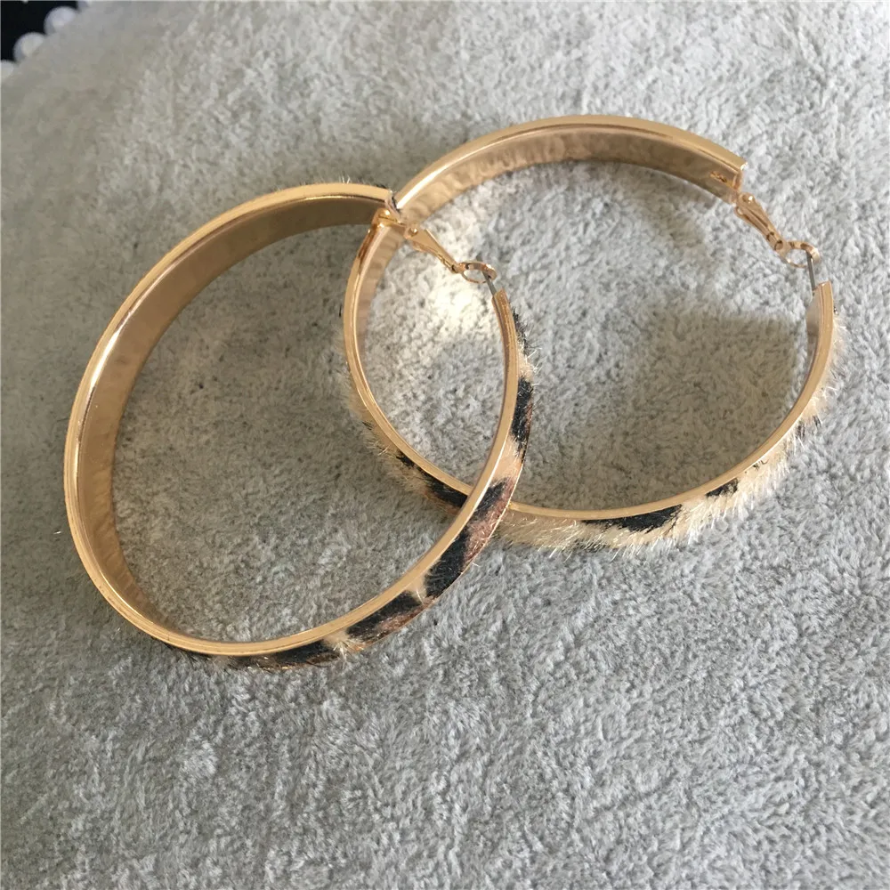 High Quality Personality Exaggerate Big Hoop Earrings Snake Leopard Zebra Skin Print Hoop Earrings for Women Special Party