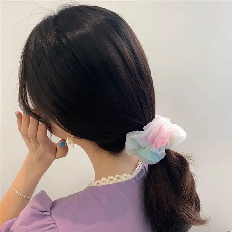 1Pc Fashion Kleurrijke Vrouwen Meisjes Haar Touw Scrunchy Creatieve Kleurrijke Gaas Scrunchy Hair Tie Paardenstaart Houder Haaraccessoires