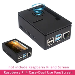 Raspberry Pi 4 ABS Case Black Box Support Cooling Fan and 3.5 Inch Touch Screen