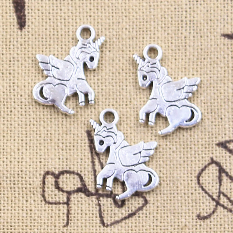 30pcs Charms Unicorn Horse 18x13mm Antique Silver Color Pendants DIY Crafts Making Findings Handmade Tibetan Jewelry