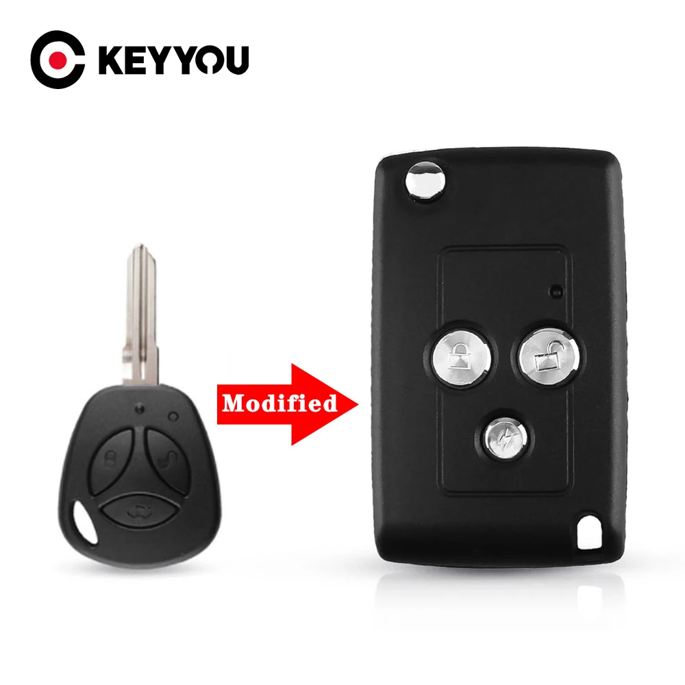 

KEYYOU 3 Buttons Modified Flip Folding Replacement Car Key Shell For Lada Remote Case Cover Fob Design Blank Remote key Modify