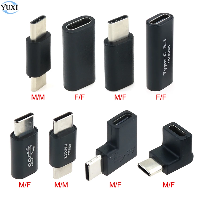 YuXi USB Type C Male to Female Converter Type-C Adapter OTG Connector M/M M/F F/F USB-C Cable Adapter For Samsung Huawei Xiaomi