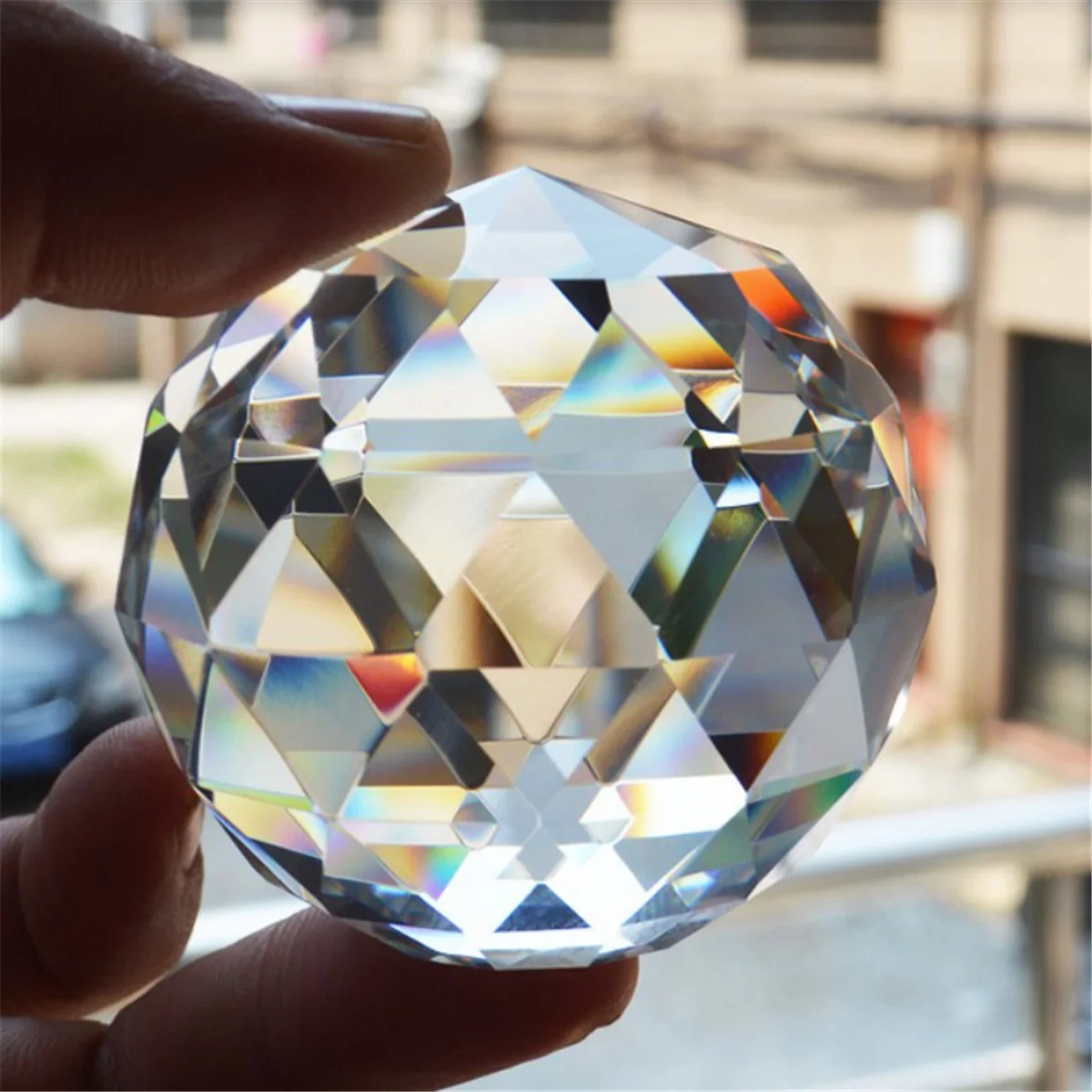 25/30/40mm Clear Crystal Sphere Faceted Gazing Ball Prisms Sun catcher Rainbow