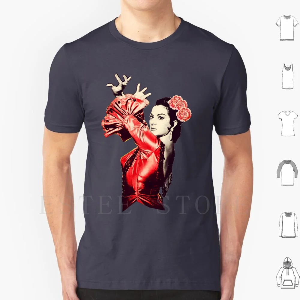 Lola Flowers Red Background T Shirt Print Cotton Lola Flores Couplet The Pharaoh Spain Spanish Song Typical Spanish Cane Spain