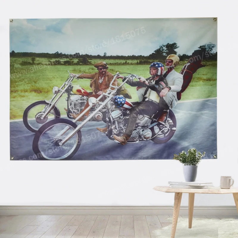 Easy Rider Colorful Motorcyclist Poster Flag Freedom Banner Home Decoration Hanging Flag 4 Gromments In Corners 3*5FT 90*150CM