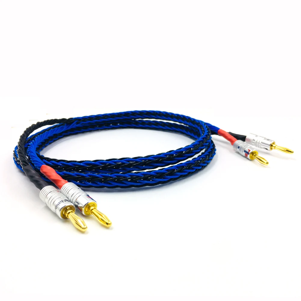 Colleimage 1 Pair Hifi audio 8TC Speaker  cable hifi Gold-plated Banana Plug speaker wire