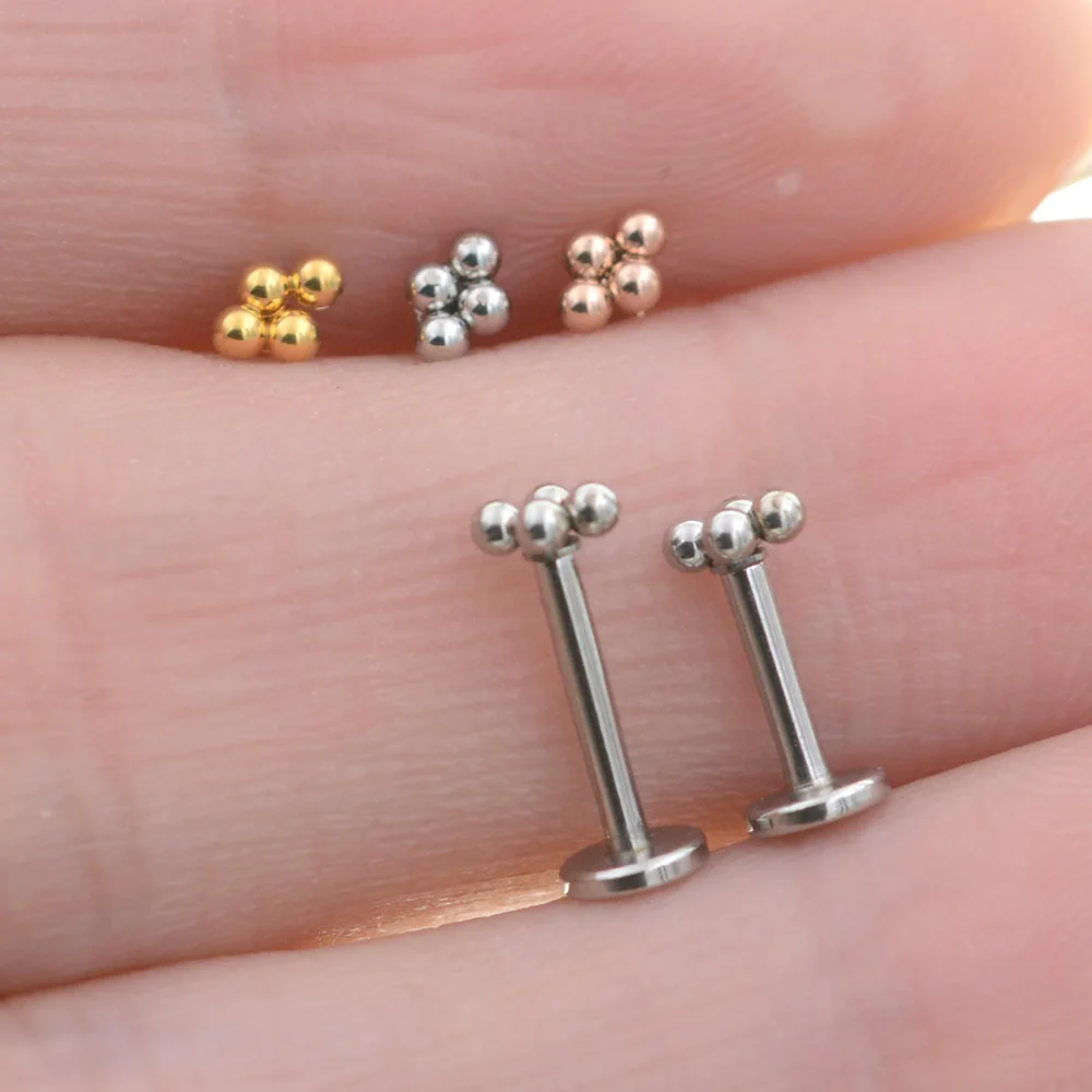 2Pc 1.2x6/8mm Rod Mini Ball Cross Nose Ring Stud Earrings Bar Labret Lip Helix Piercing Tragus Cartilage Lobe серьги Ear Jewelry