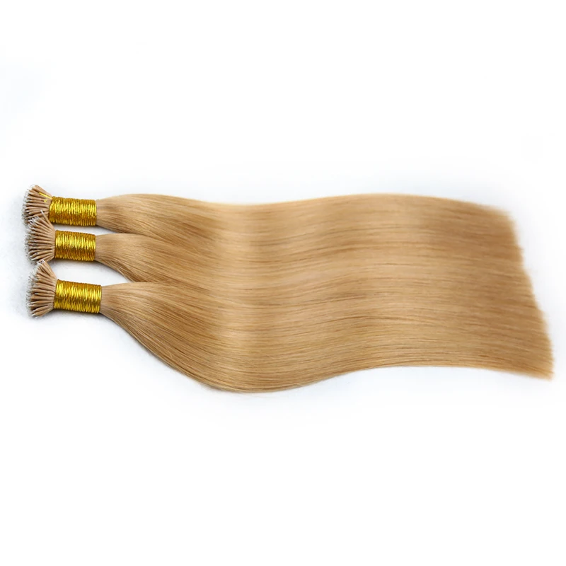 Nano Ring Hair Extensions Raw Virgin Hairpieces Natural Straight Pure Color Micro Bead Blonde Black Pre-bonded Fusion Hair 50pcs