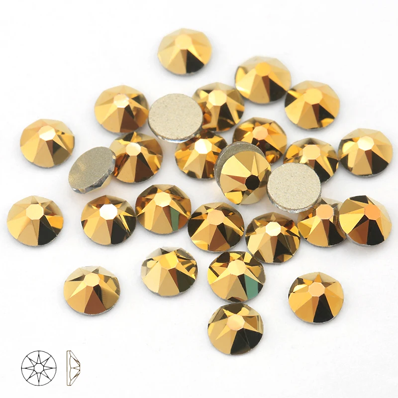 SS16-SS30 Aurum/Jet Hematite 8 Big 8 Small Crystal Glass Rhinestone For Clothes 2088 Non-hotfix Flatback Rhinestones For Nail