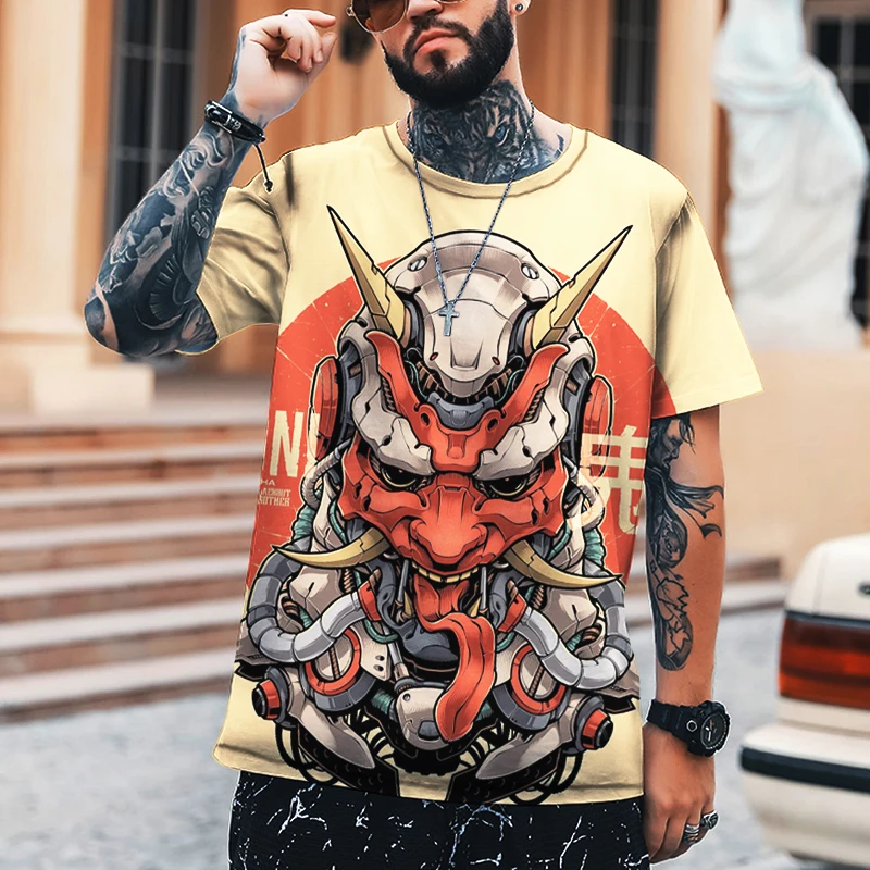 Japanese Samurai T-Shirts Oni 3D Printed Harajuku Streetwear Men Women Fashion Hip Hop Oversized T Shirt Tees Tops Male Clothing