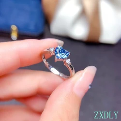 2022 Heart Style Blue Moissanite Ring 925 Sterling Silver 1ct Diamond all size Rings For Women Wedding Party Love Good Gift