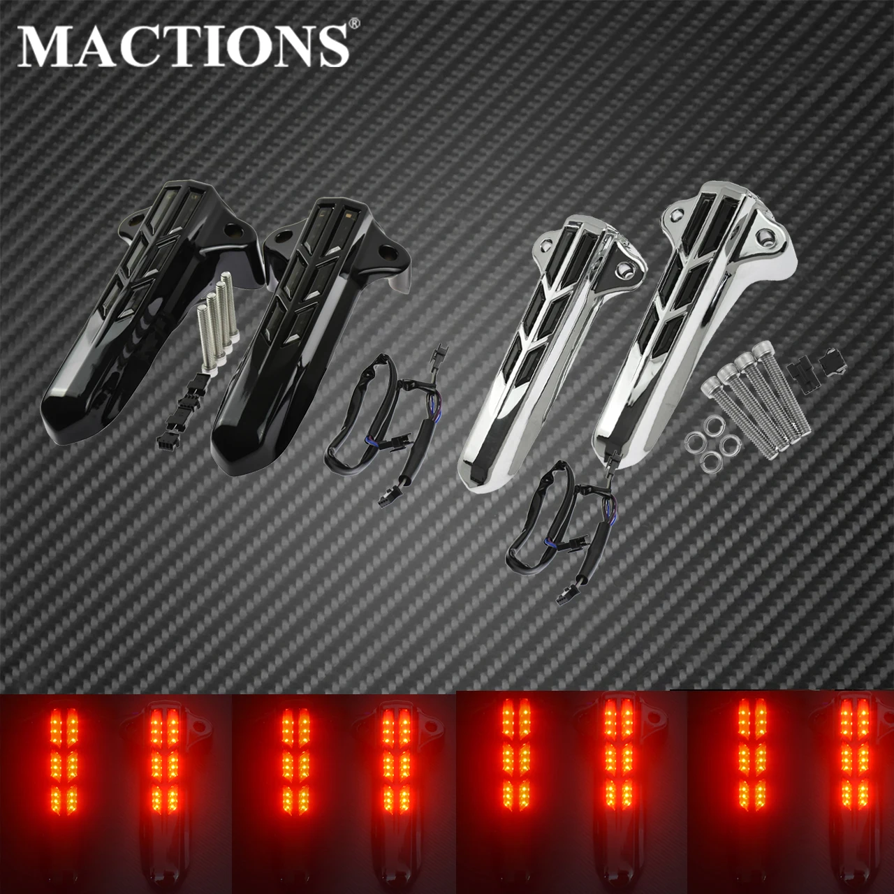 Motorcycle Front Lower Fork Leg Slider Cover LED Light Lamp For Harley Touring Road King Electra Street Glide FLHT FLHR 2014-Up