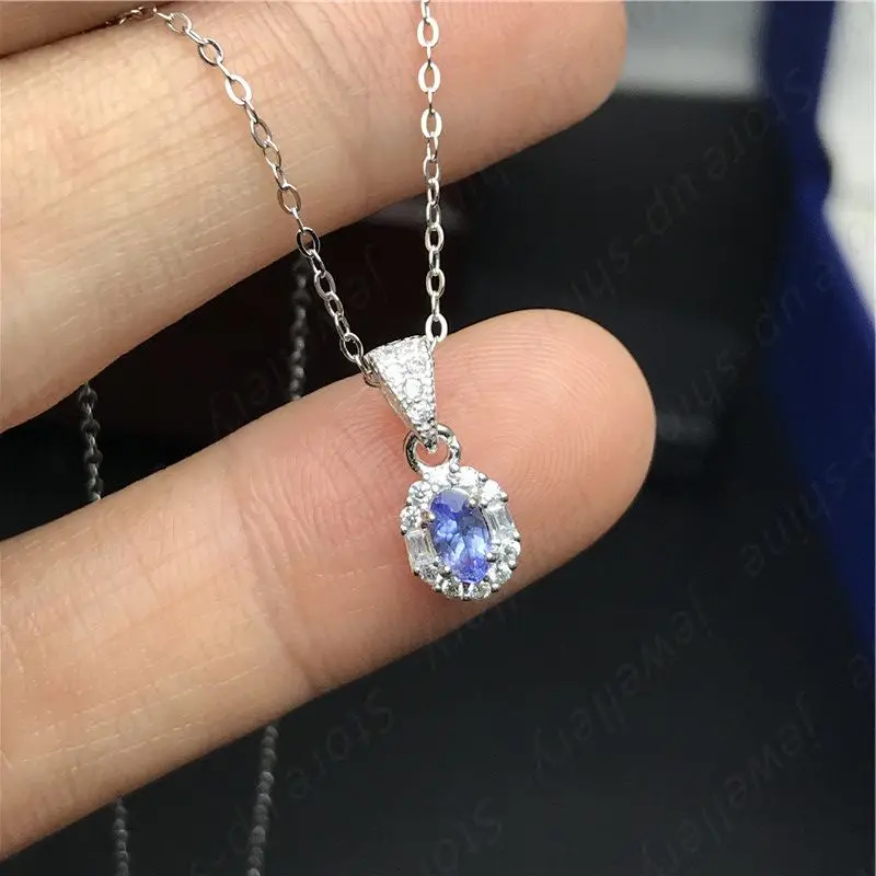 

Natural Tanzanite Pendant 925 Silver Lady Pendant Small and Cute Simple