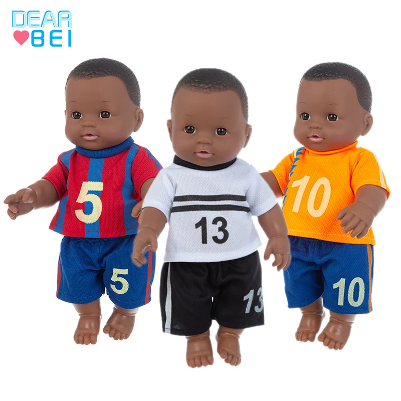 1pcs 30cm Football boy doll  African black baby explosion head black skin baby toy