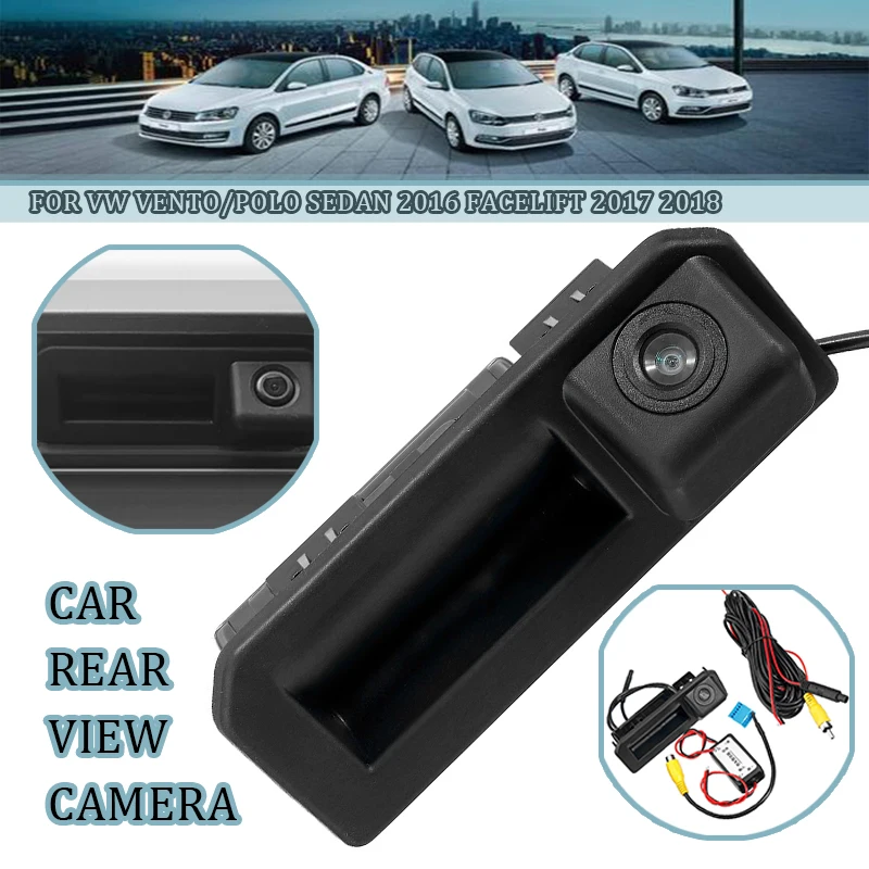 HD For VW Vento Polo Sedan Facelift 2017 2018 2019 Car Rear Trunk Tailgate Back Door Handle Rear View Parking Backup Camera