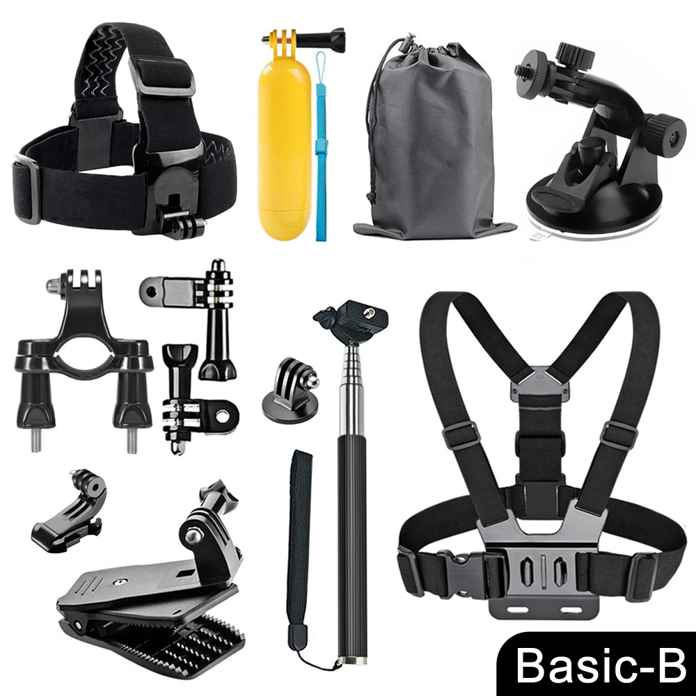 ORBMART für GoPro Zubehör-Set für Go Pro Hero 13 12 11 10 9 8 7 6 5 4 Schwarze Halterung für DJI Insta360 für Sjcam Action-Kamera