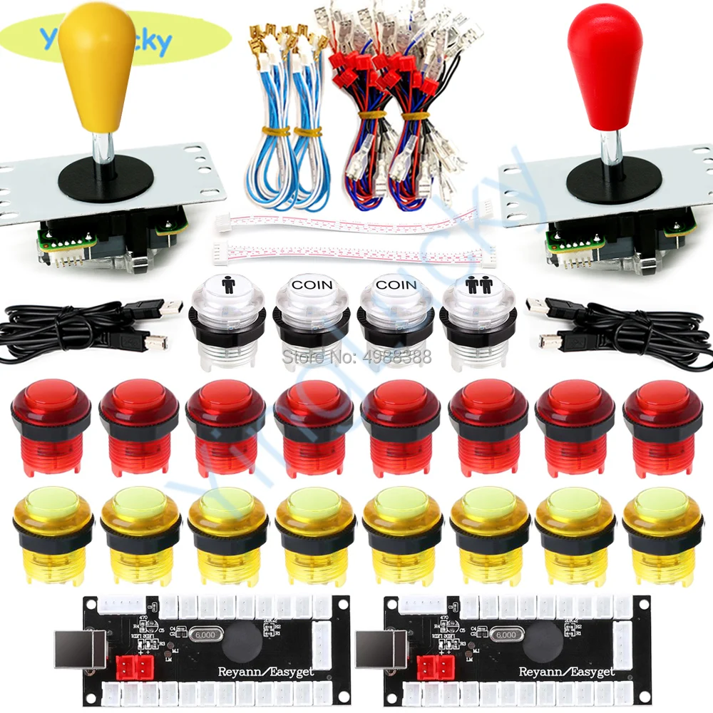 Arcade Joystick Spiel Teile DIY Encoder USB Oval Joystick 20 LED push tasten 1P 2P taste mit kabel kit, für Arcade Video Spiele