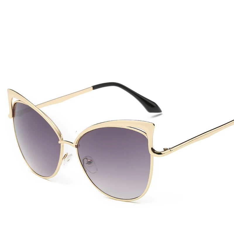 LONSY-Gafas De Sol con diseño De ojo De gato para mujer, lentes De Sol femeninos con montura De Metal, espejo, oro rosa, UV400, Retro