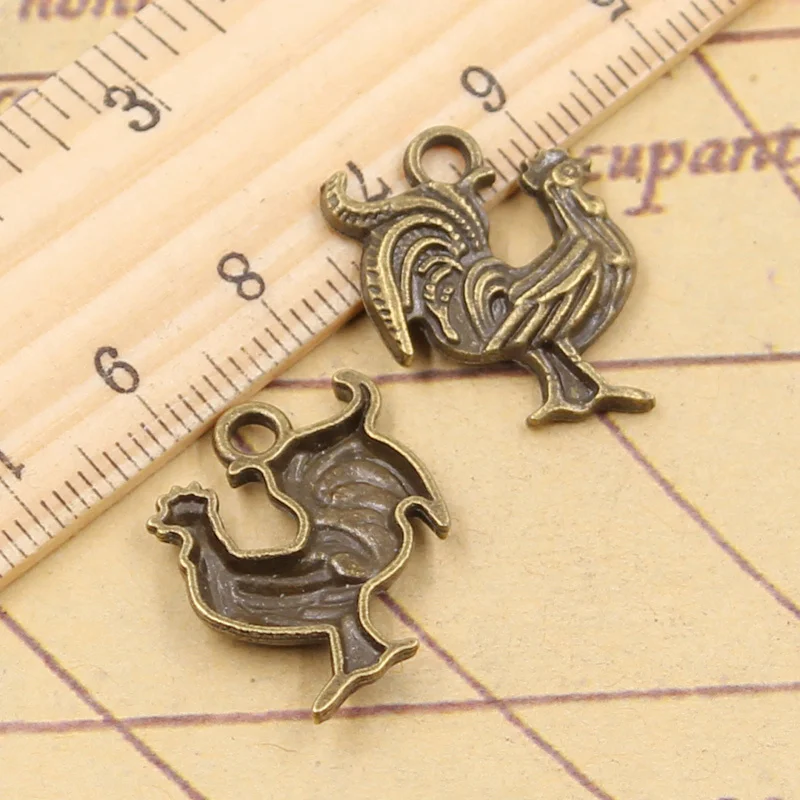 10 sztuk Charms kogut kogut 22x18mm tybetański brąz srebrny kolor wisiorki antyczny tworzenia biżuterii DIY Handmade Craft — zdjęcie 3